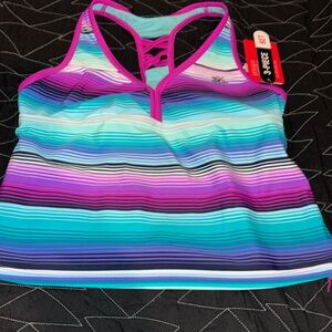 New NWT swim tankini shirt striped girls 16